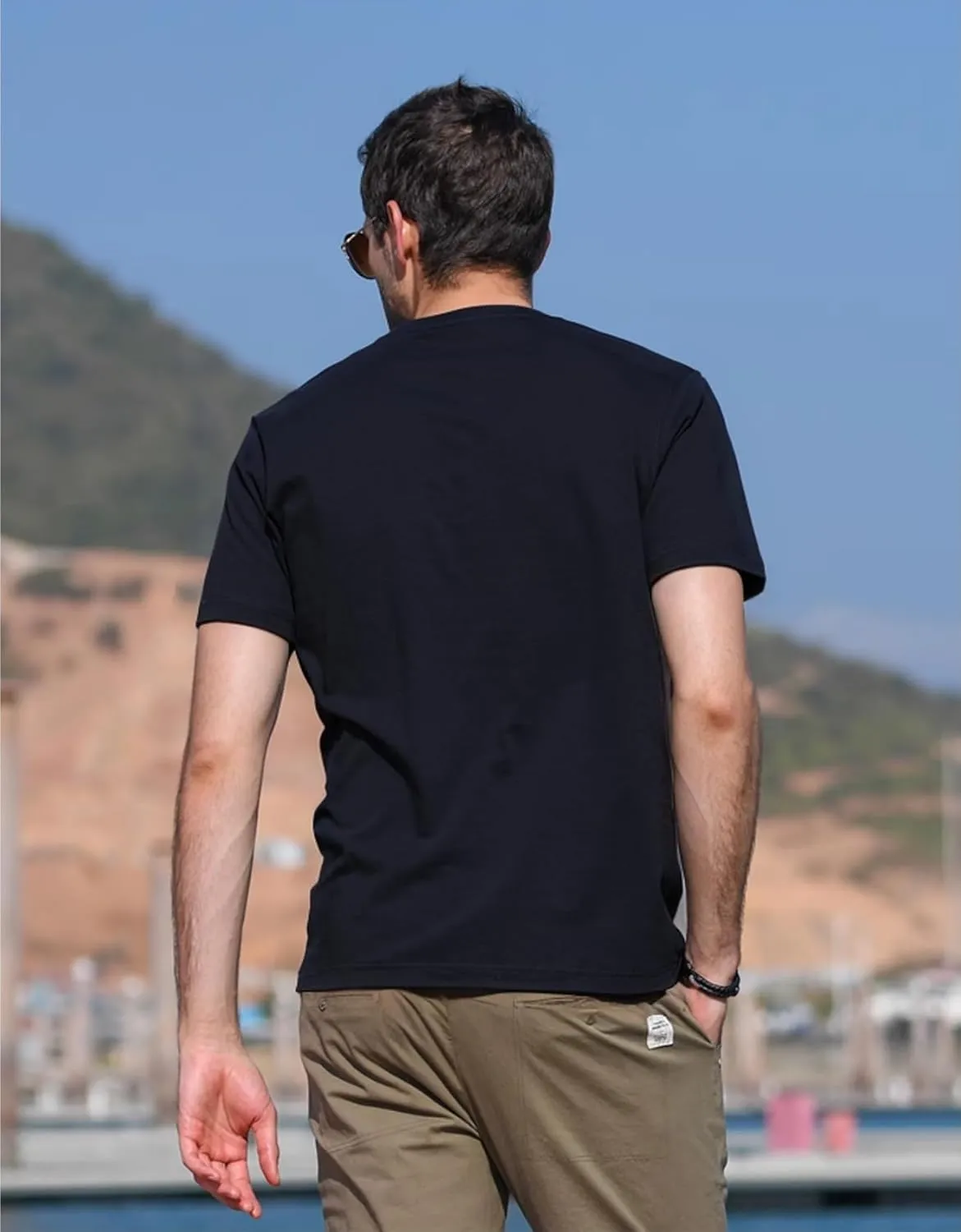 100% Cotton Men's Plain Short Sleeve Crew Neck T-Shirt, Regular Fit Casual T Shirt Tops, Basic Tees, Tshirt