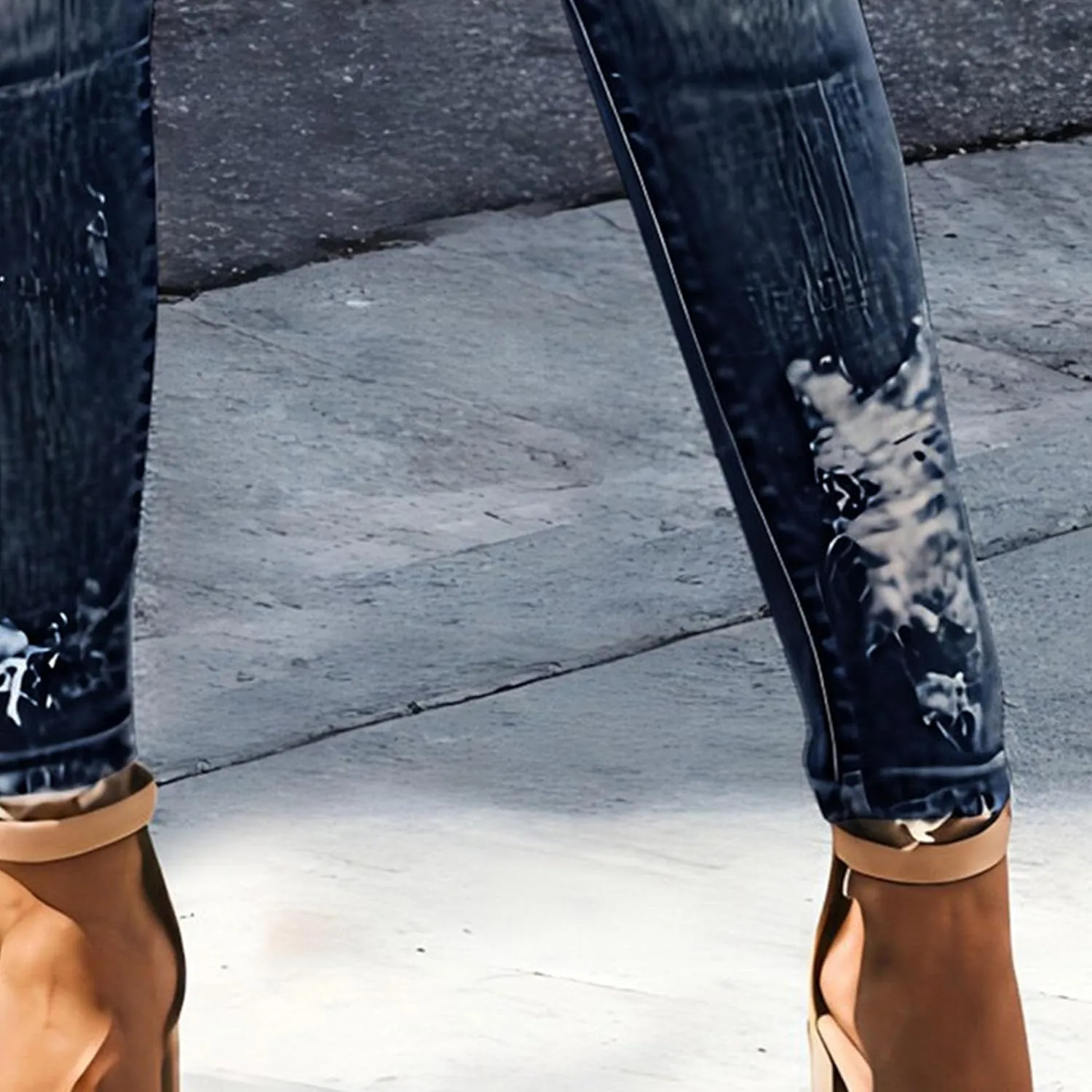 2025 Spring Summer Stretch Women's Skinny Jeans Ripped Fashion Slimming Belly Women's Hip Lifting Casual Jeans