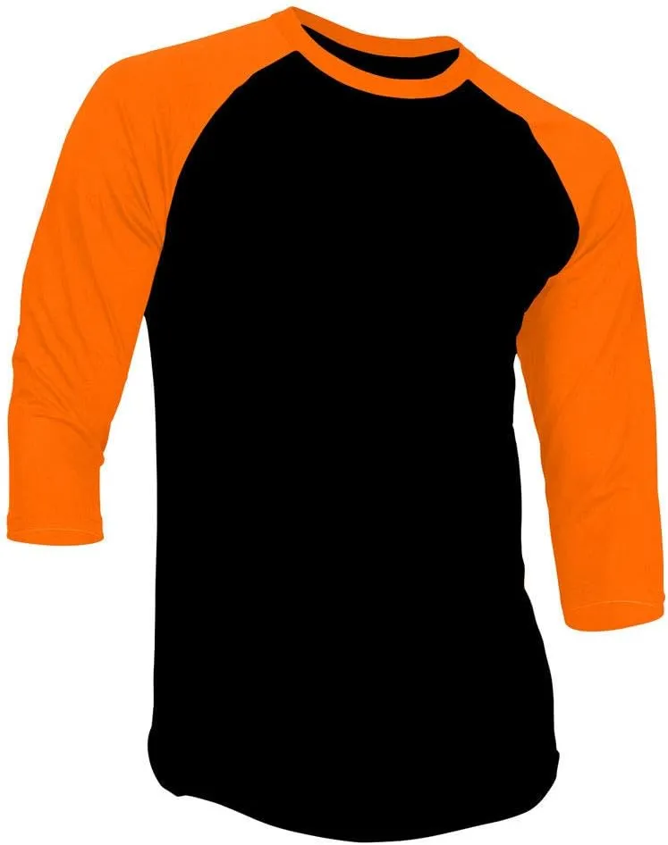 3/4 Sleeve Plain T-Shirt Baseball Tee Raglan Jersey Sports Men's Tee