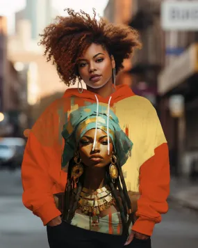 African Woman in Vibrant Headwrap Art Long-sleeved Hoodie