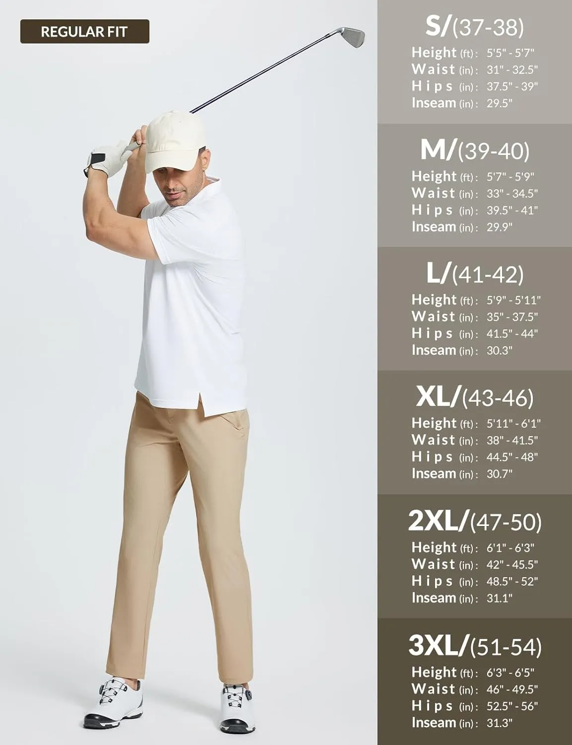BALEAF Men's Golf Pants Stretch Relaxed Fit 30" Sweatpants with Zipper Pockets Work Casual Athletic