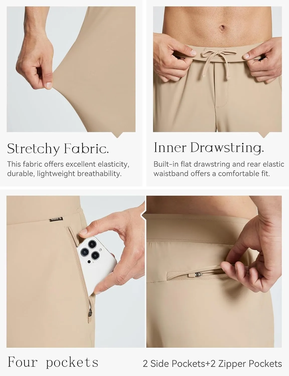 BALEAF Men's Golf Pants Stretch Relaxed Fit 30" Sweatpants with Zipper Pockets Work Casual Athletic