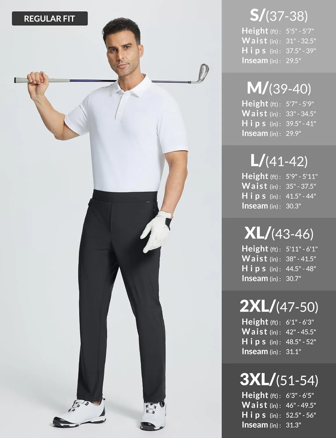 BALEAF Men's Golf Pants Stretch Relaxed Fit 30" Sweatpants with Zipper Pockets Work Casual Athletic