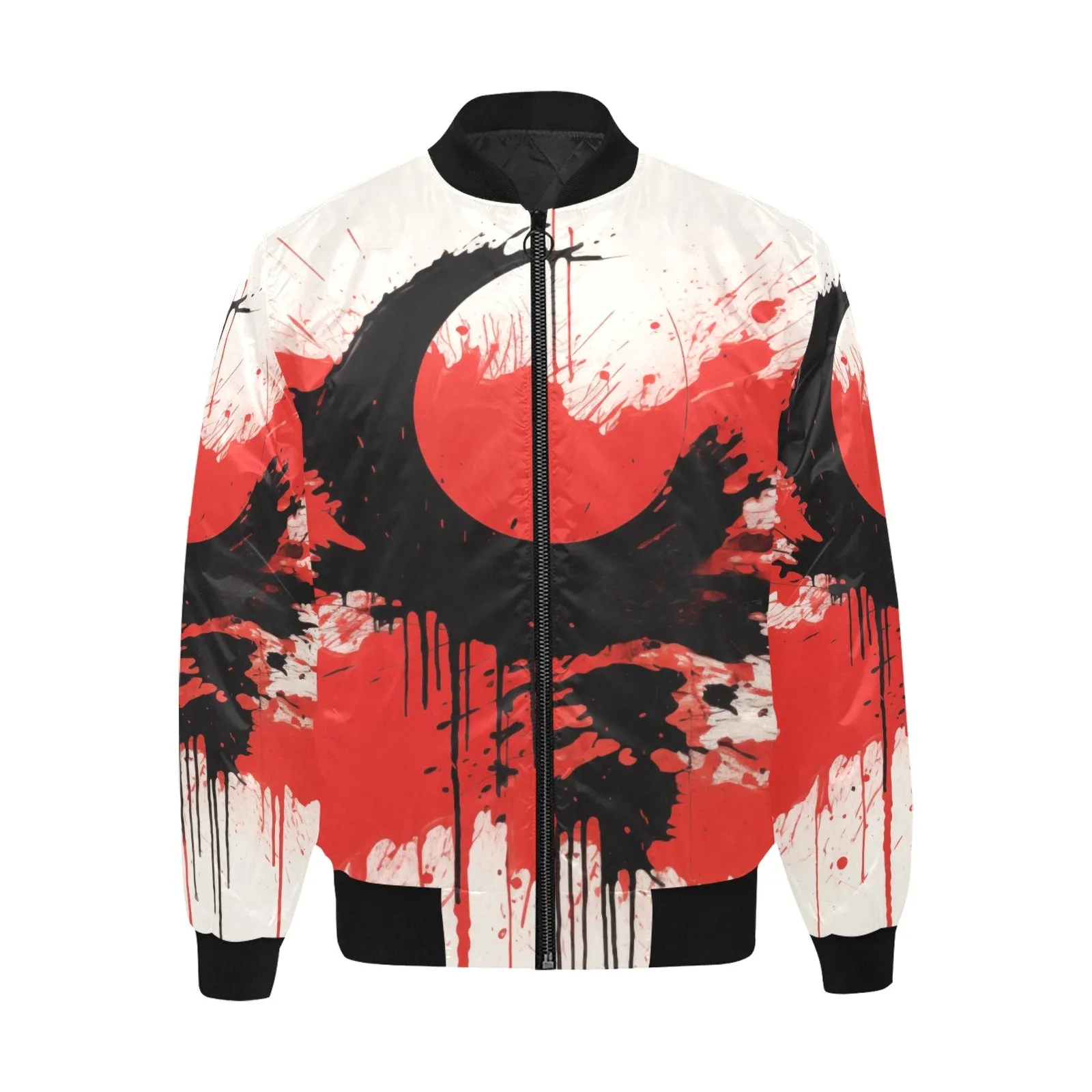 Black Moon Paint Splash Quilted Bomber Jacket