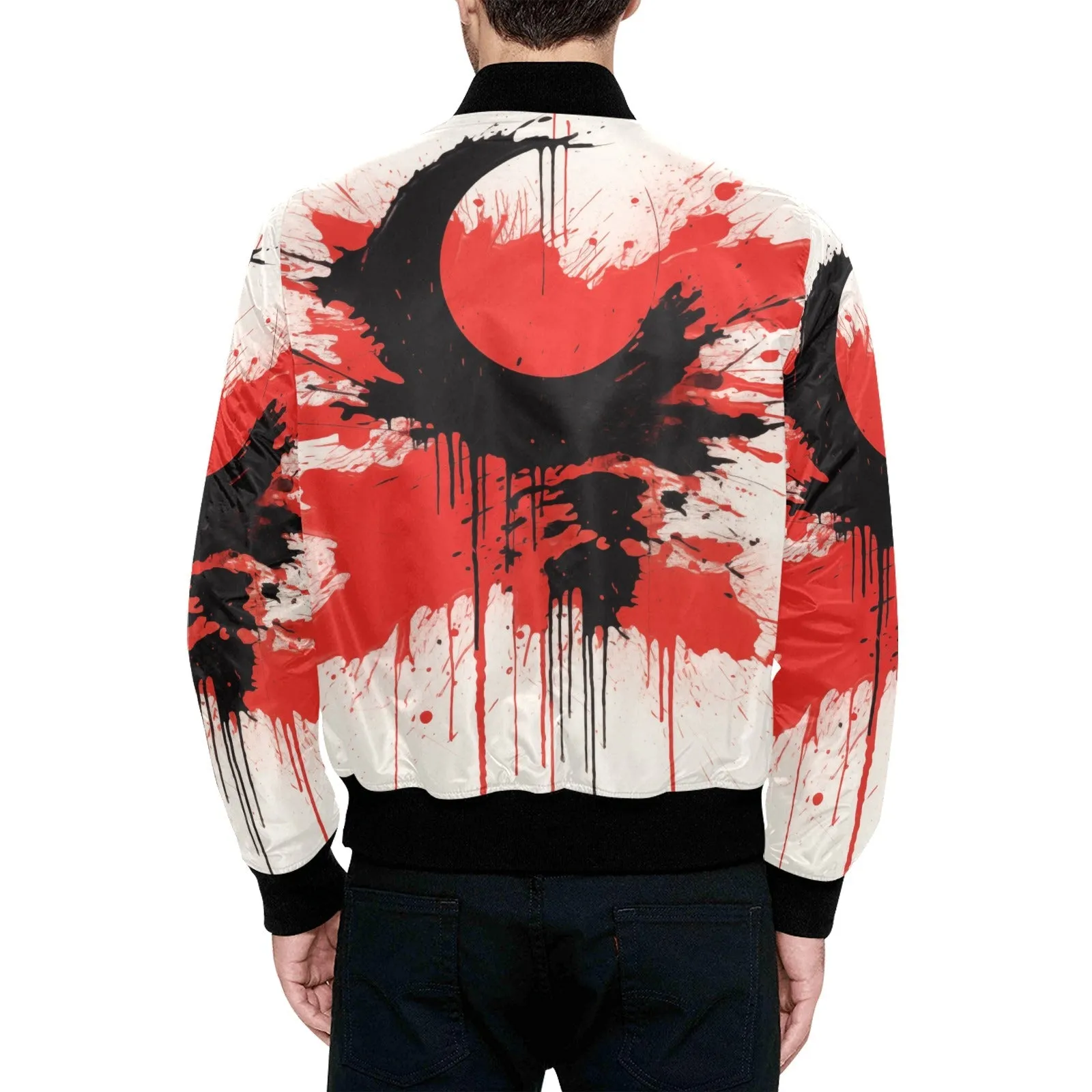 Black Moon Paint Splash Quilted Bomber Jacket