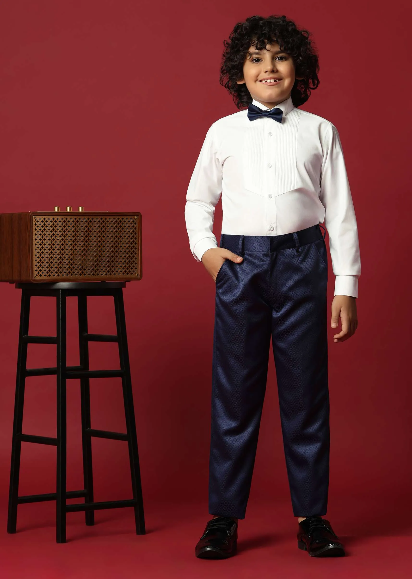 Blue Cutwork Tuxedo Set For Young Gentlemen