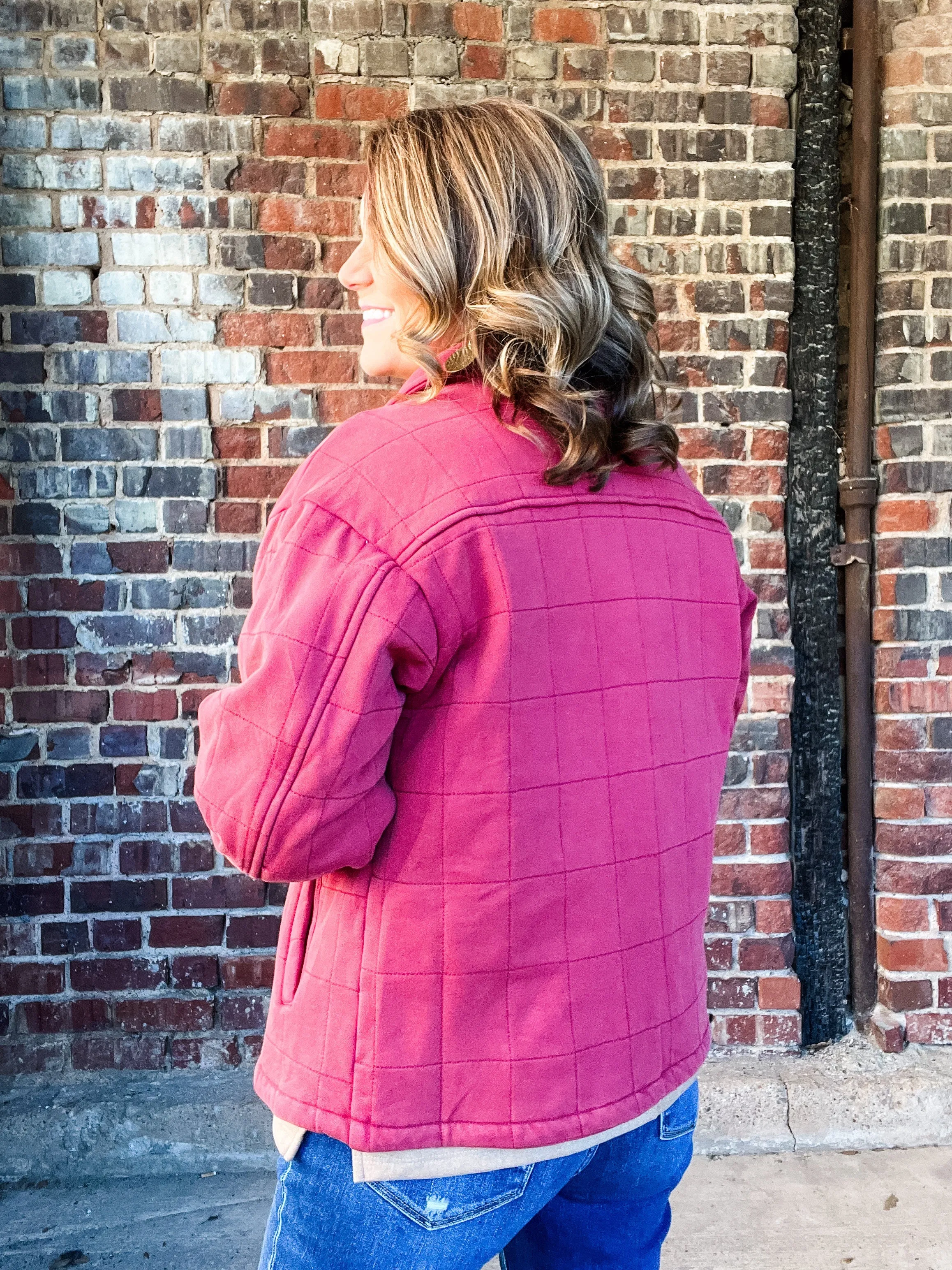 Brick Fleece Lined Quilted Jacket - FINAL SALE