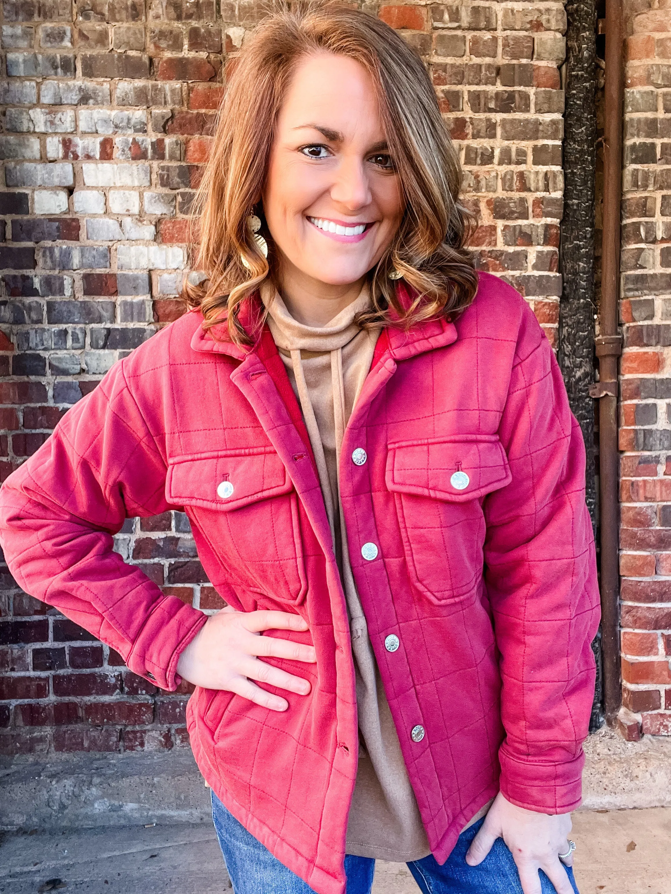 Brick Fleece Lined Quilted Jacket - FINAL SALE