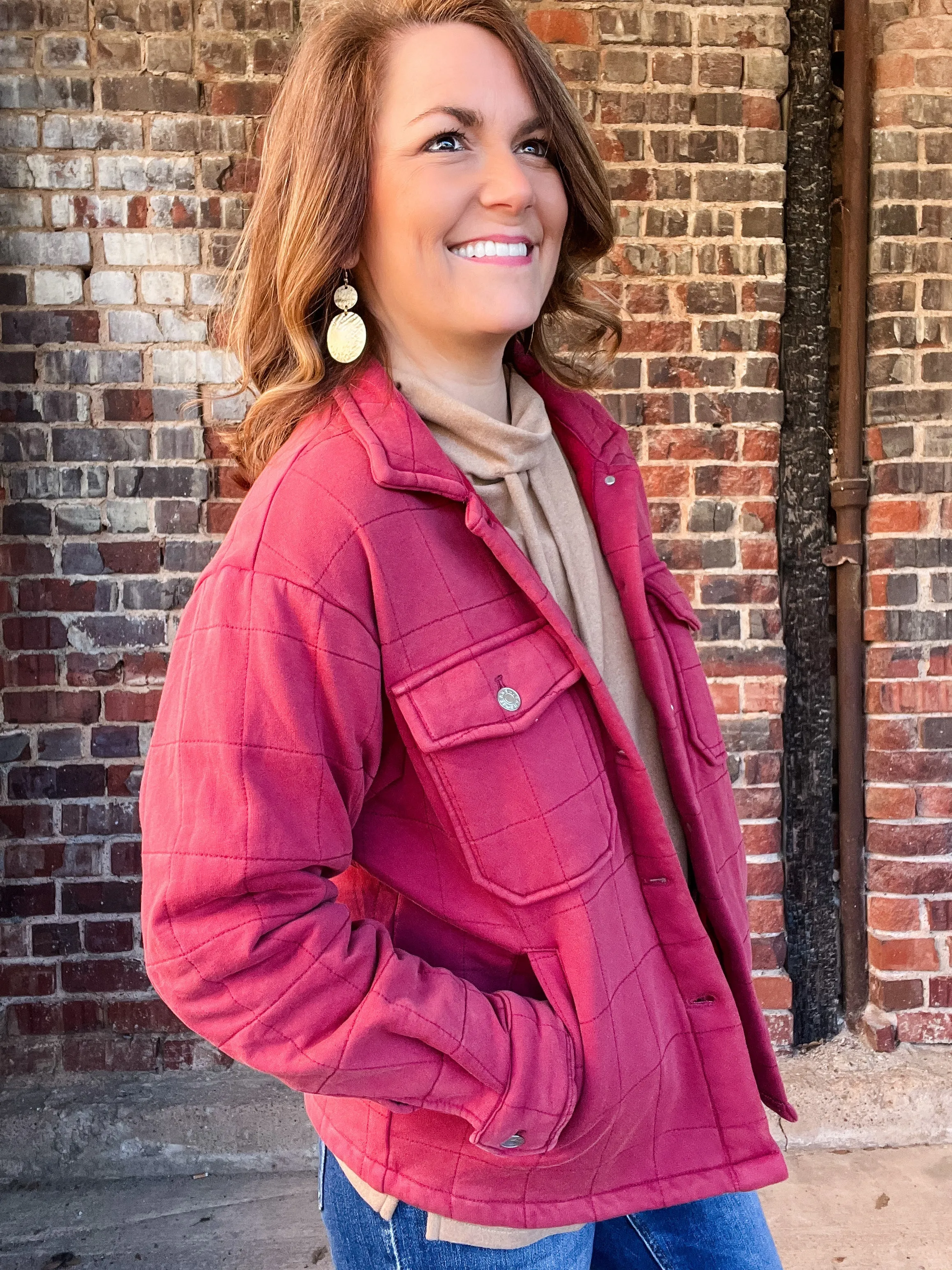 Brick Fleece Lined Quilted Jacket - FINAL SALE