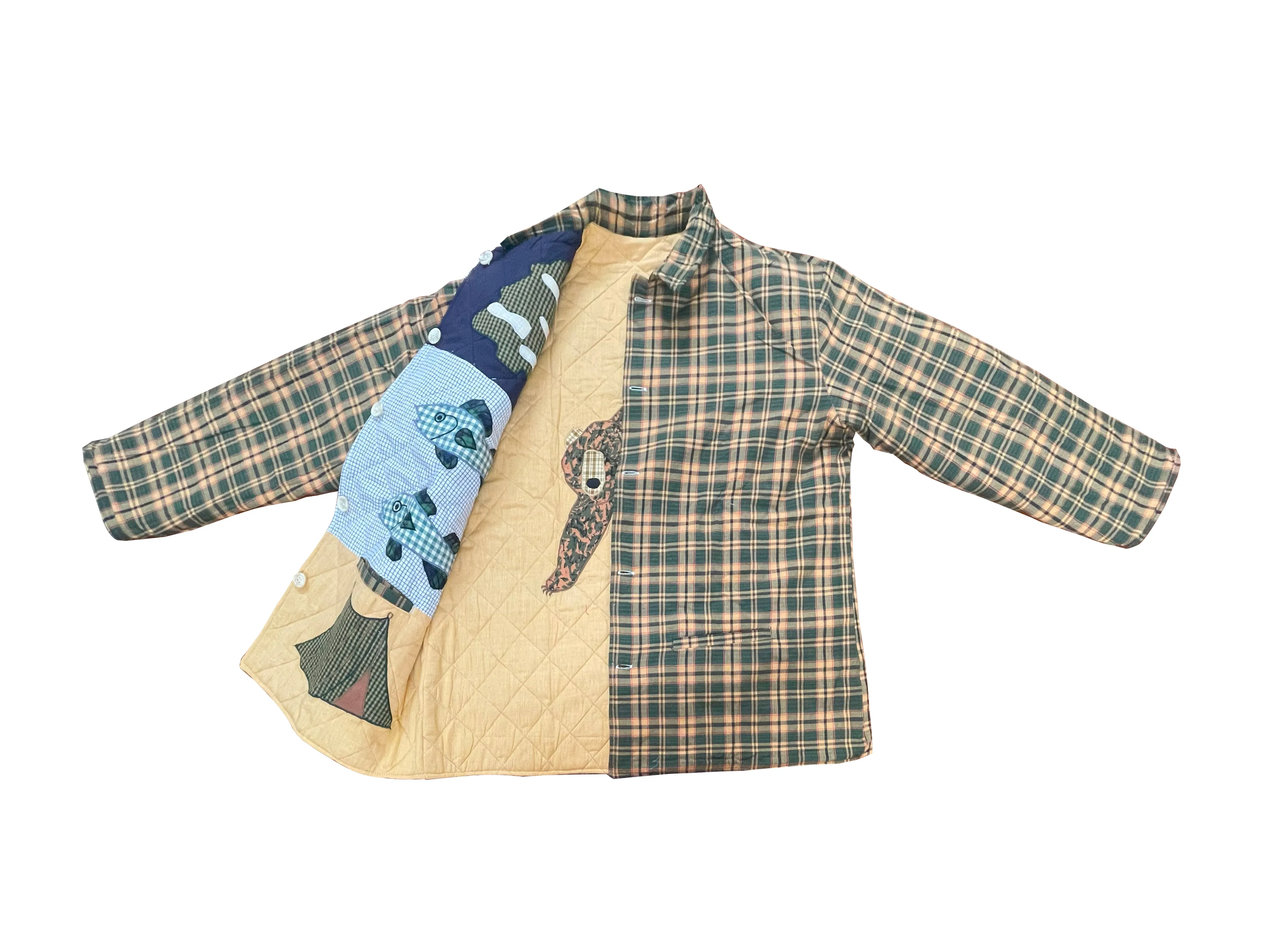 Cabin Bear Reversible Quilted Cotton Jacket | Cozy Outdoor Wear with Soft Cotton Filling and Rustic Bear-Themed Design