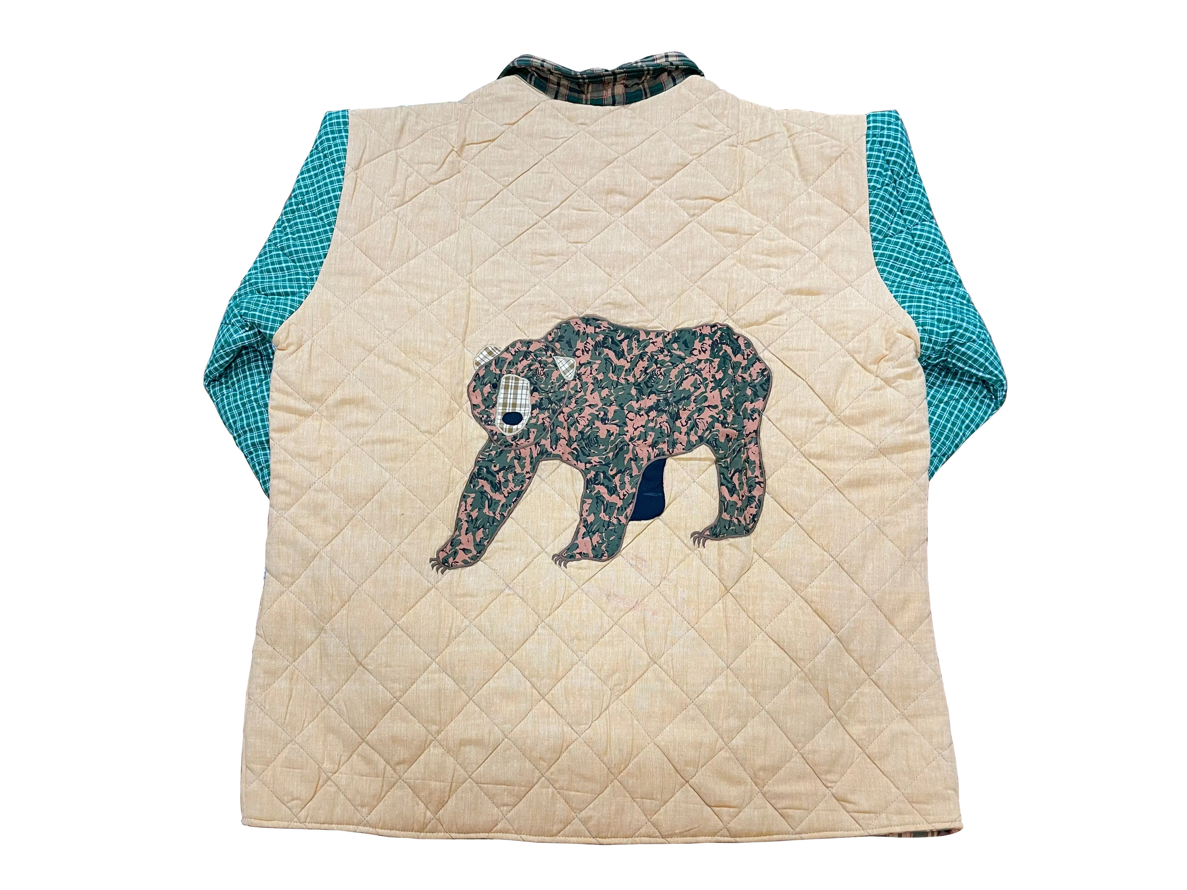 Cabin Bear Reversible Quilted Cotton Jacket | Cozy Outdoor Wear with Soft Cotton Filling and Rustic Bear-Themed Design