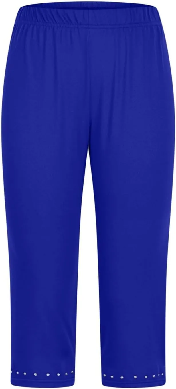 Capri Leggings for Women Summer Rhinestone Dressy Cropped High Waist Yoga Pants Workout Pants Compression Leggings