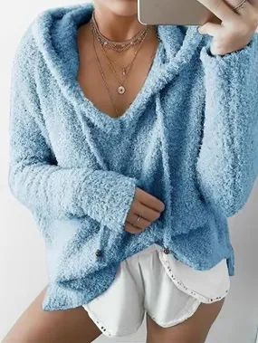 Casual Hooded Sweater with Drawstrings