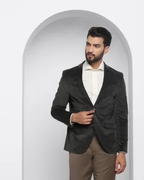 Casual Olive Textured Blazer - Elzer