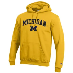 Champion Michigan Arch Logo Youth Powerblend Hoodie - Yellow