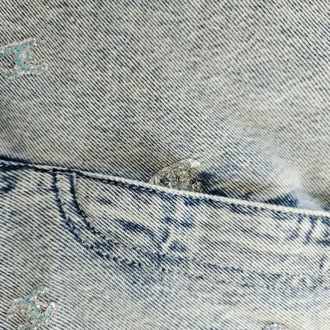 Chanel Blue Skinny Glitter Jeans