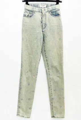 Chanel Blue Skinny Glitter Jeans