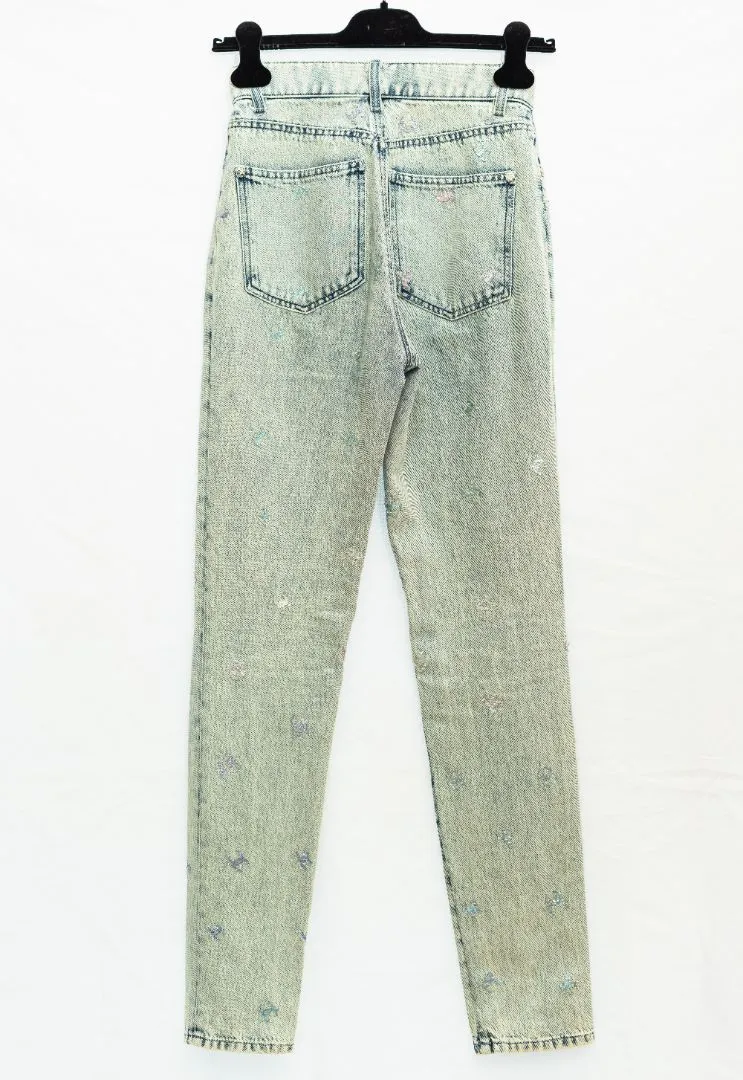 Chanel Blue Skinny Glitter Jeans