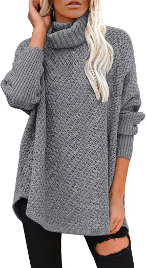 DOROSE Women's Oversized Turtleneck Long Sleeve Casual Pullover Knit Tunic Sweater