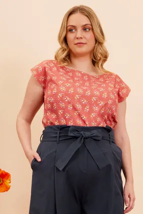 Edna Paprika Ditsy Floral Top