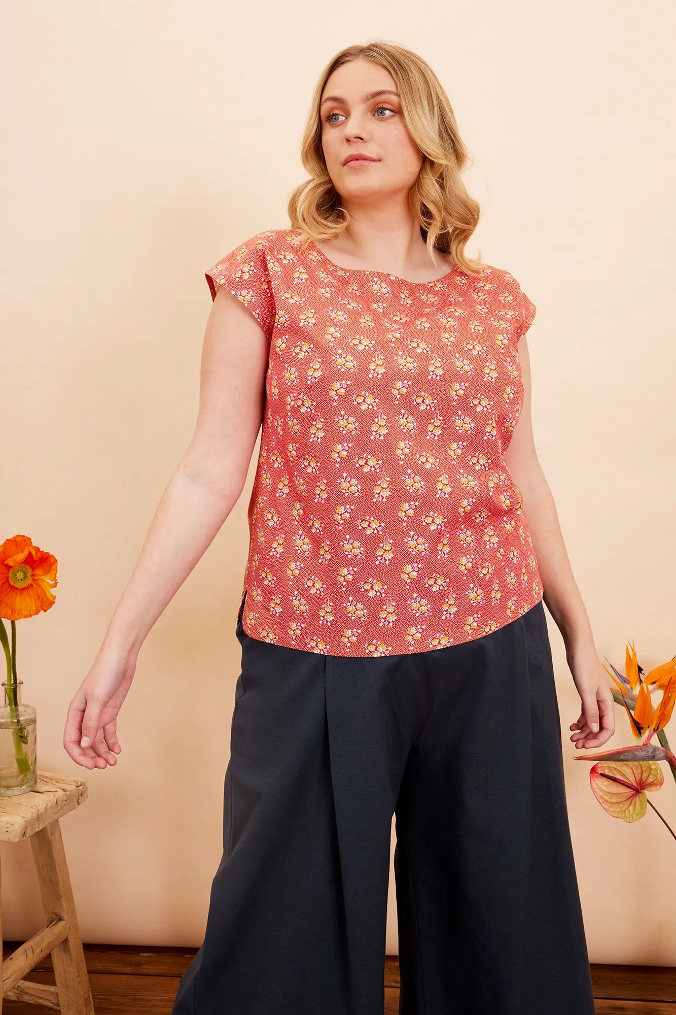 Edna Paprika Ditsy Floral Top