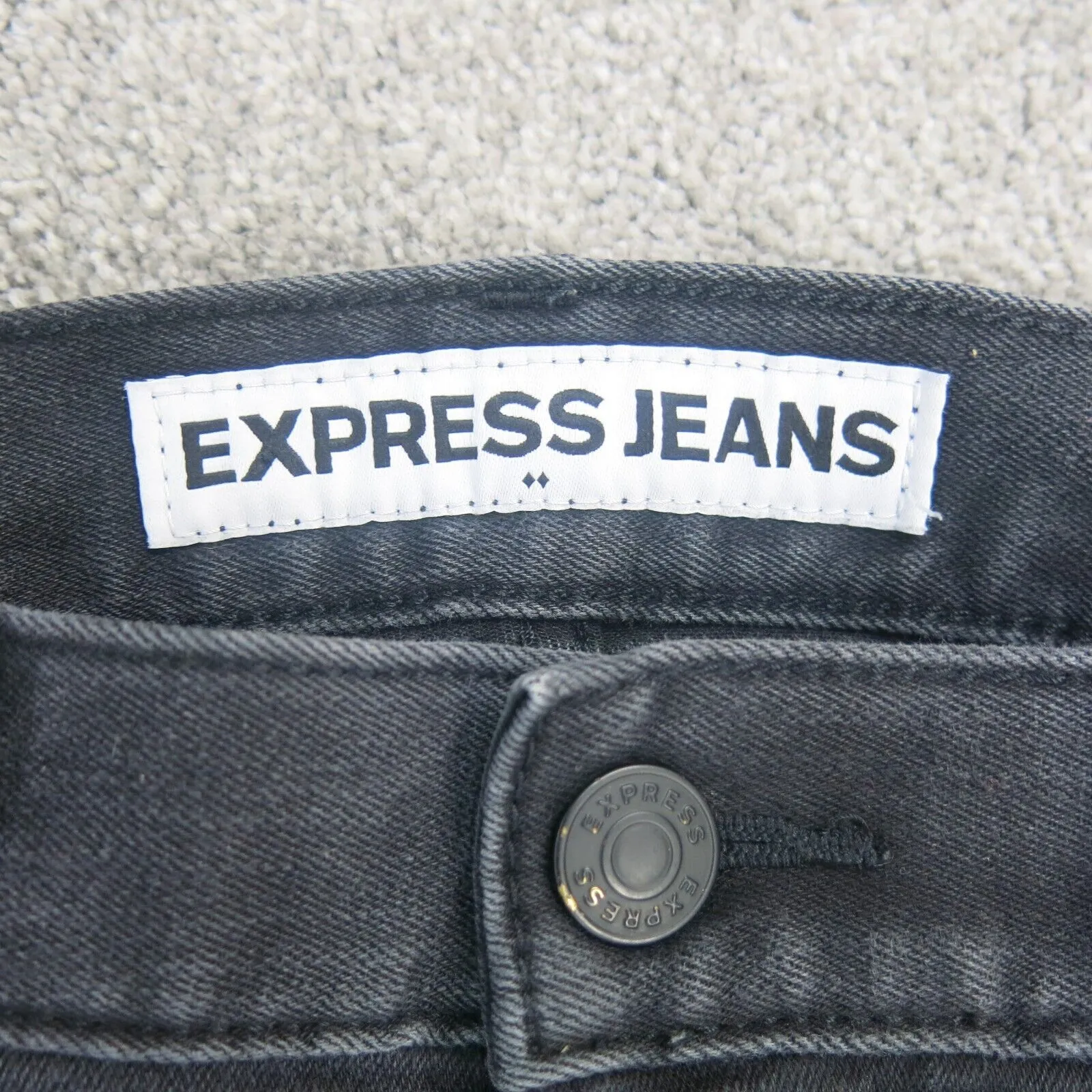 Express Womens Jeans Rocco Skinny Leg Slim Fit Distressed Black Size W32XL30