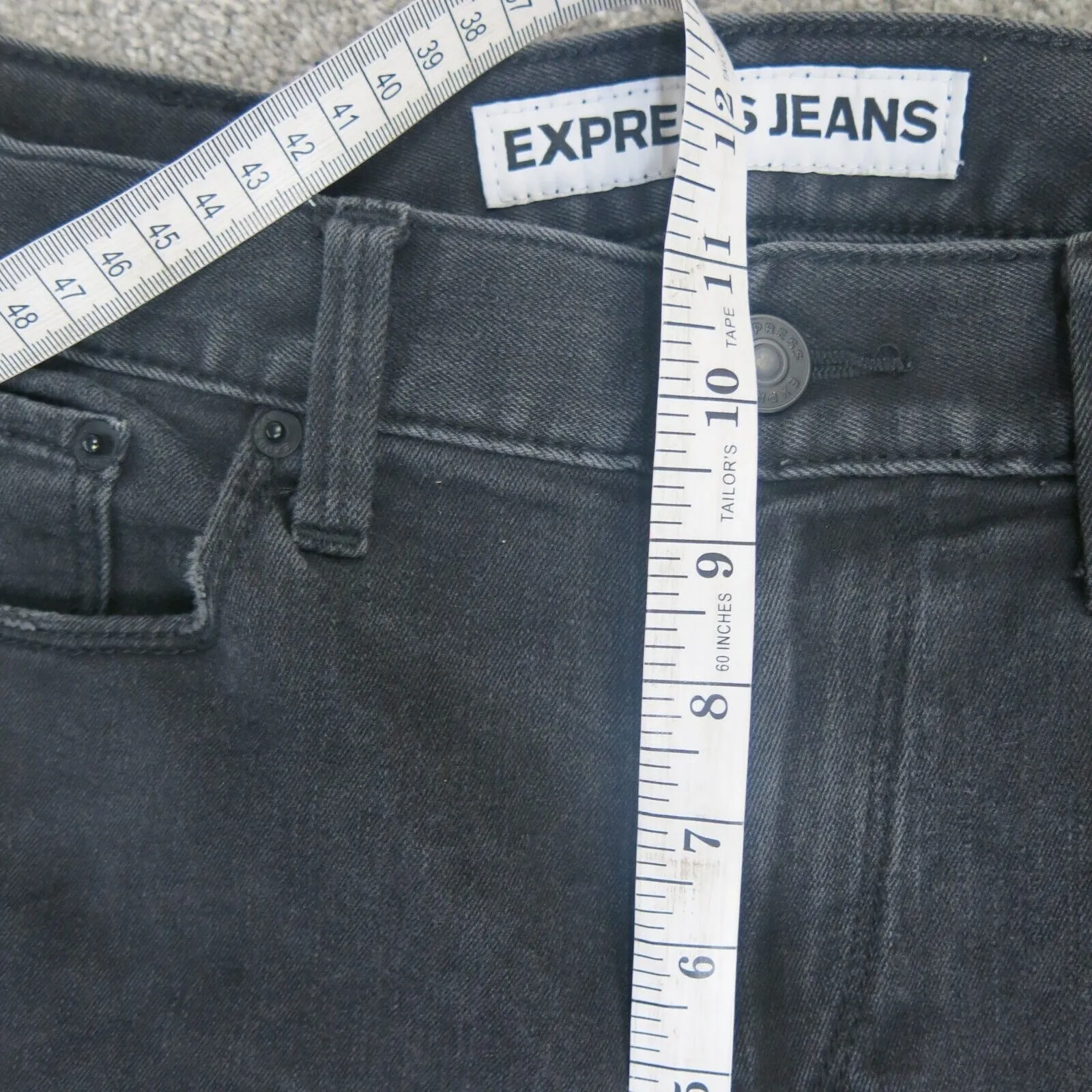 Express Womens Jeans Rocco Skinny Leg Slim Fit Distressed Black Size W32XL30