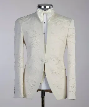 Floral Cream Tuxedo For Men