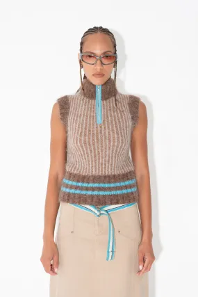 FLUFF VEST in Neutrals w/ Blue