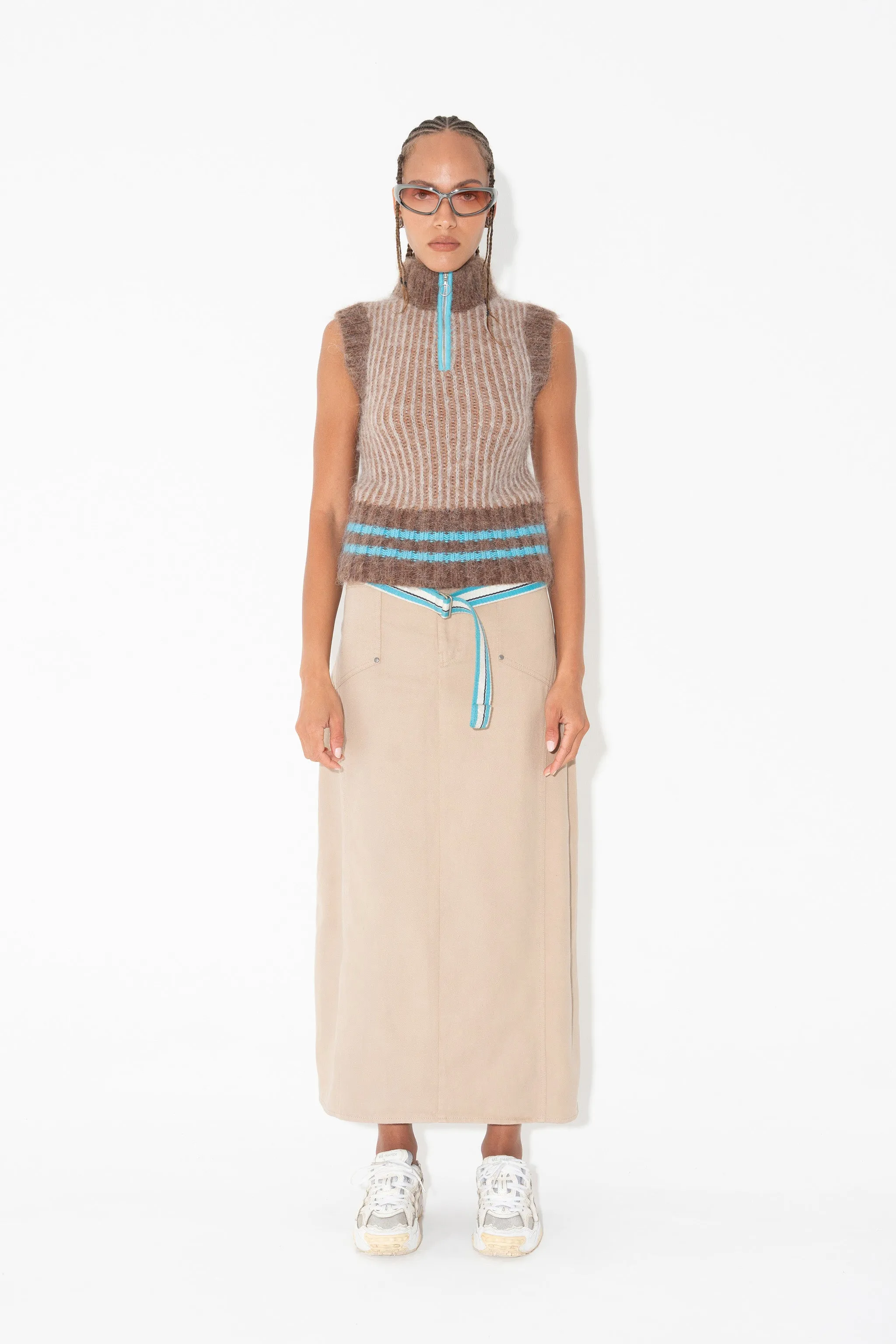 FLUFF VEST in Neutrals w/ Blue