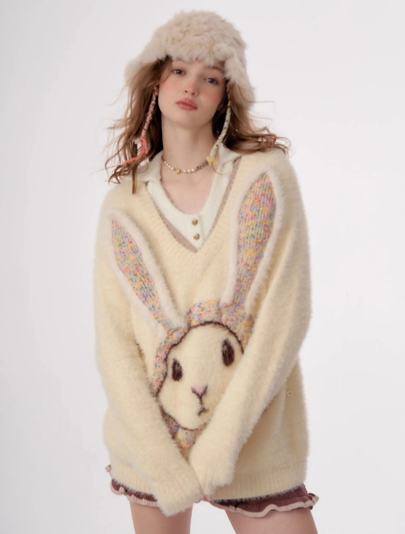 Fluffy Rabbit Cream Sweater