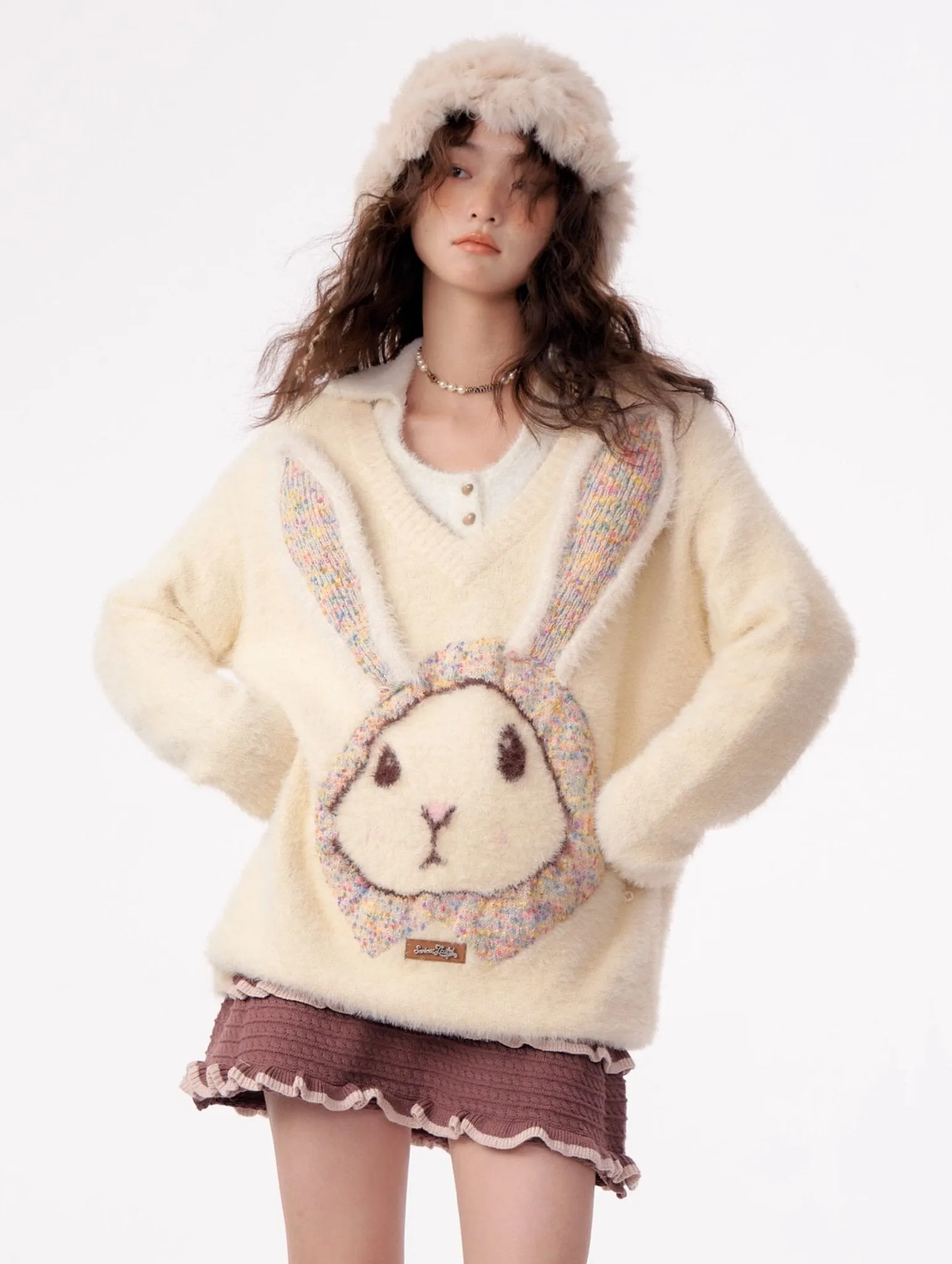 Fluffy Rabbit Cream Sweater