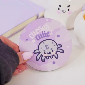 Fluffy the Spider Coaster | Cursed Cutie Quote | Spooky Cute Gothic Halloween Desk Decor