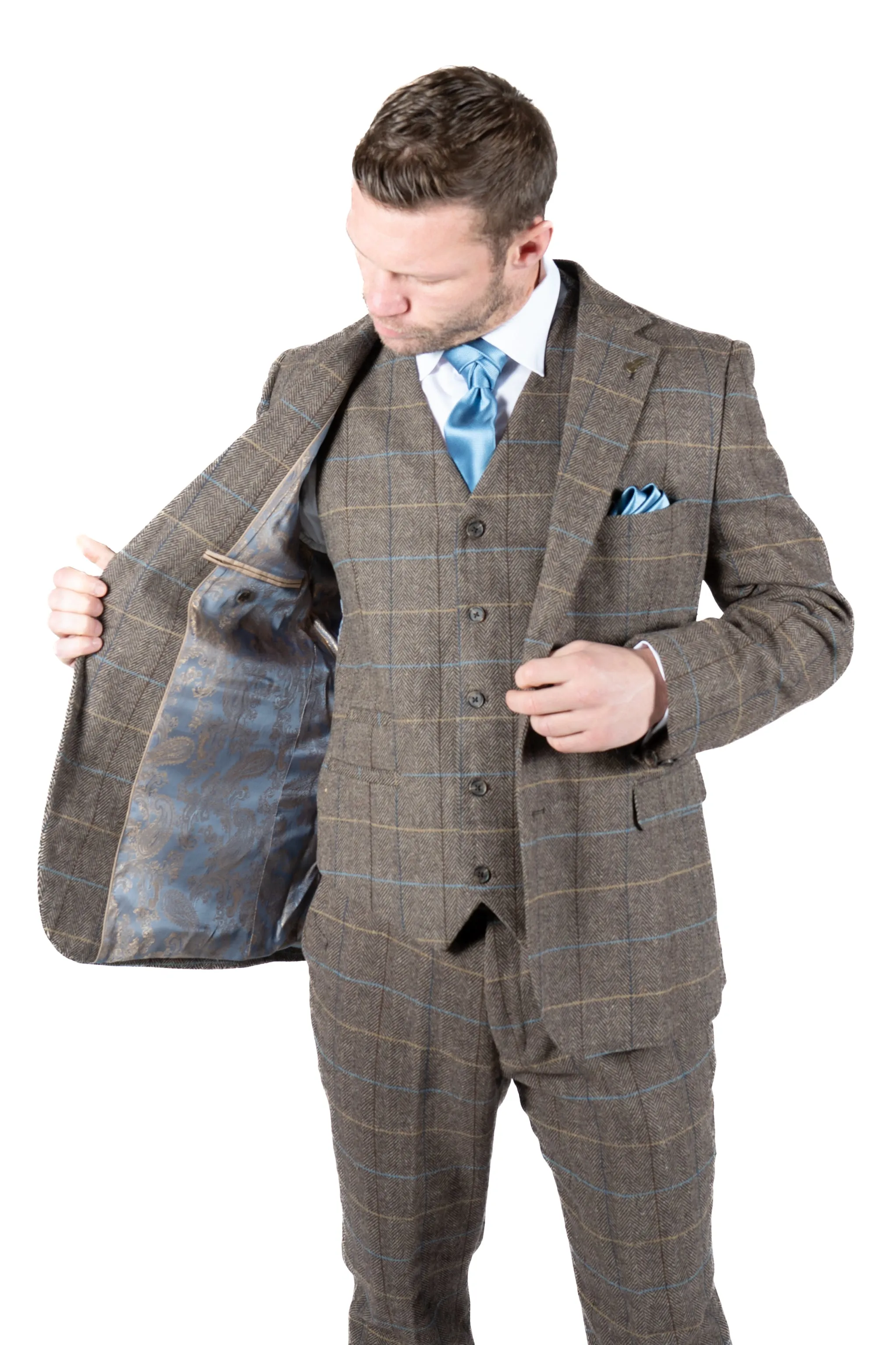 Fratelli Brown Tweed Check Blazer