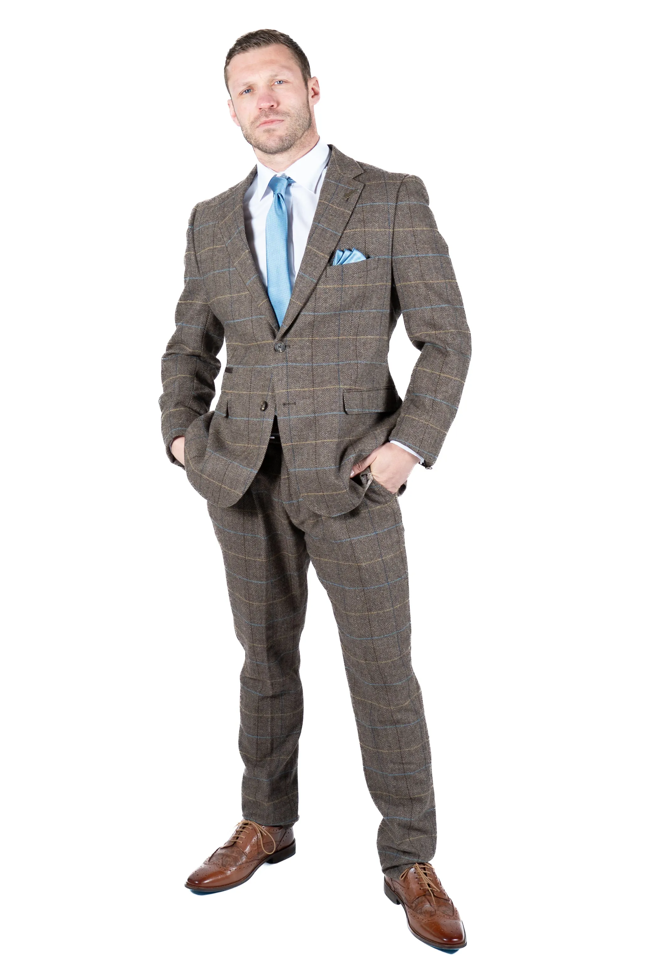 Fratelli Brown Tweed Check Blazer