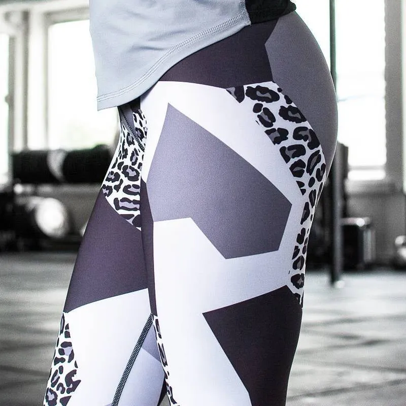 Geometric Leopard Workout Elastic Leggings