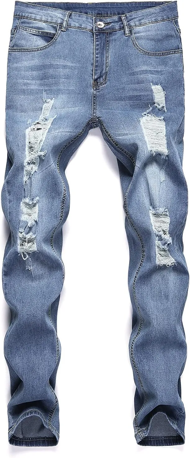 Jeans for Men Ripped,2023 Summer Skinny Stretchy Mens Denim Jeans Vintage Pants for Men Jeans