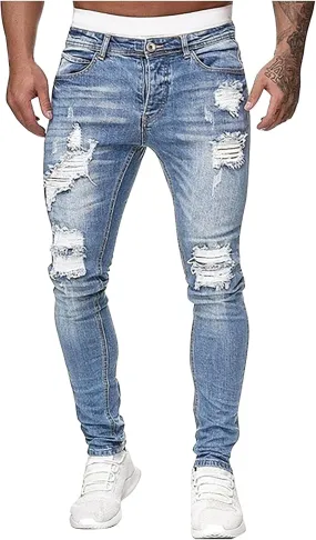 Jeans for Men Ripped,2023 Summer Skinny Stretchy Mens Denim Jeans Vintage Pants for Men Jeans