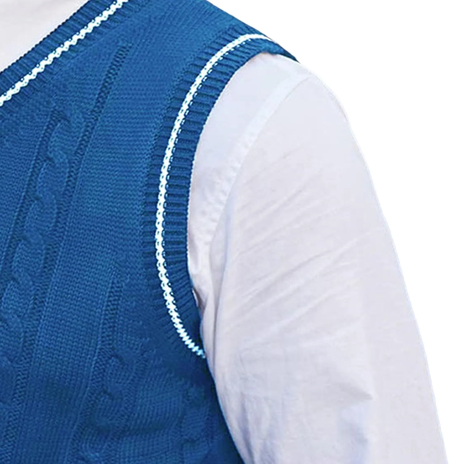 JEShifangjiusu Mens Knitwear Vest Sleeveless Casual V Neck Slim Fit Pullover Topcoat Ribbed Hem Knitted Sweater
