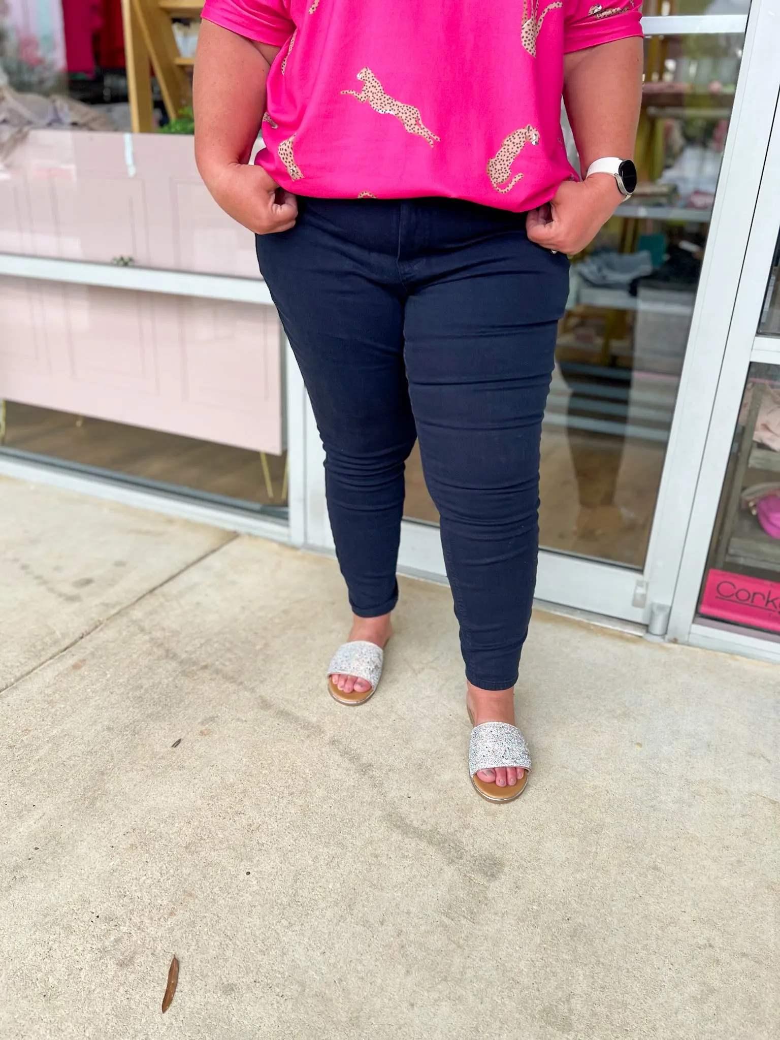 Judy Blue Navy High Waist Skinny Jeans with Tummy Control (C)