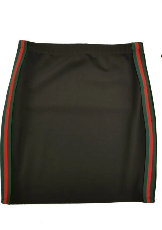 JUNIOR'S ELASTIC STRIPE SIDE SKIRT