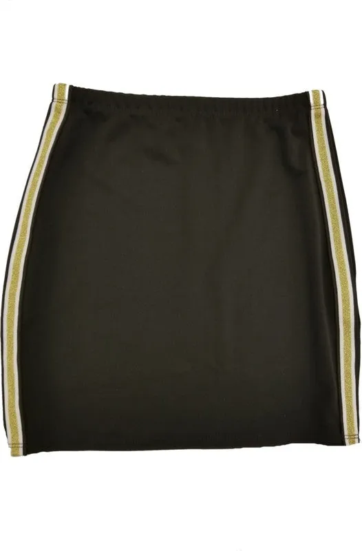 JUNIOR'S ELASTIC STRIPE SIDE SKIRT