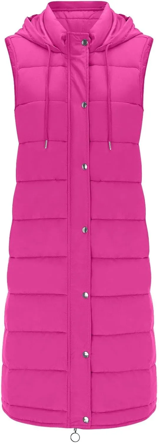 Long Vest for Women Sleeveless Puffer Windproof Winter Coat with Recycled Insulation Women's Long Puffer Vest Vest