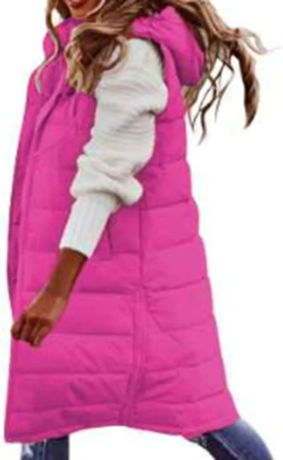Long Vest for Women Sleeveless Puffer Windproof Winter Coat with Recycled Insulation Women's Long Puffer Vest Vest