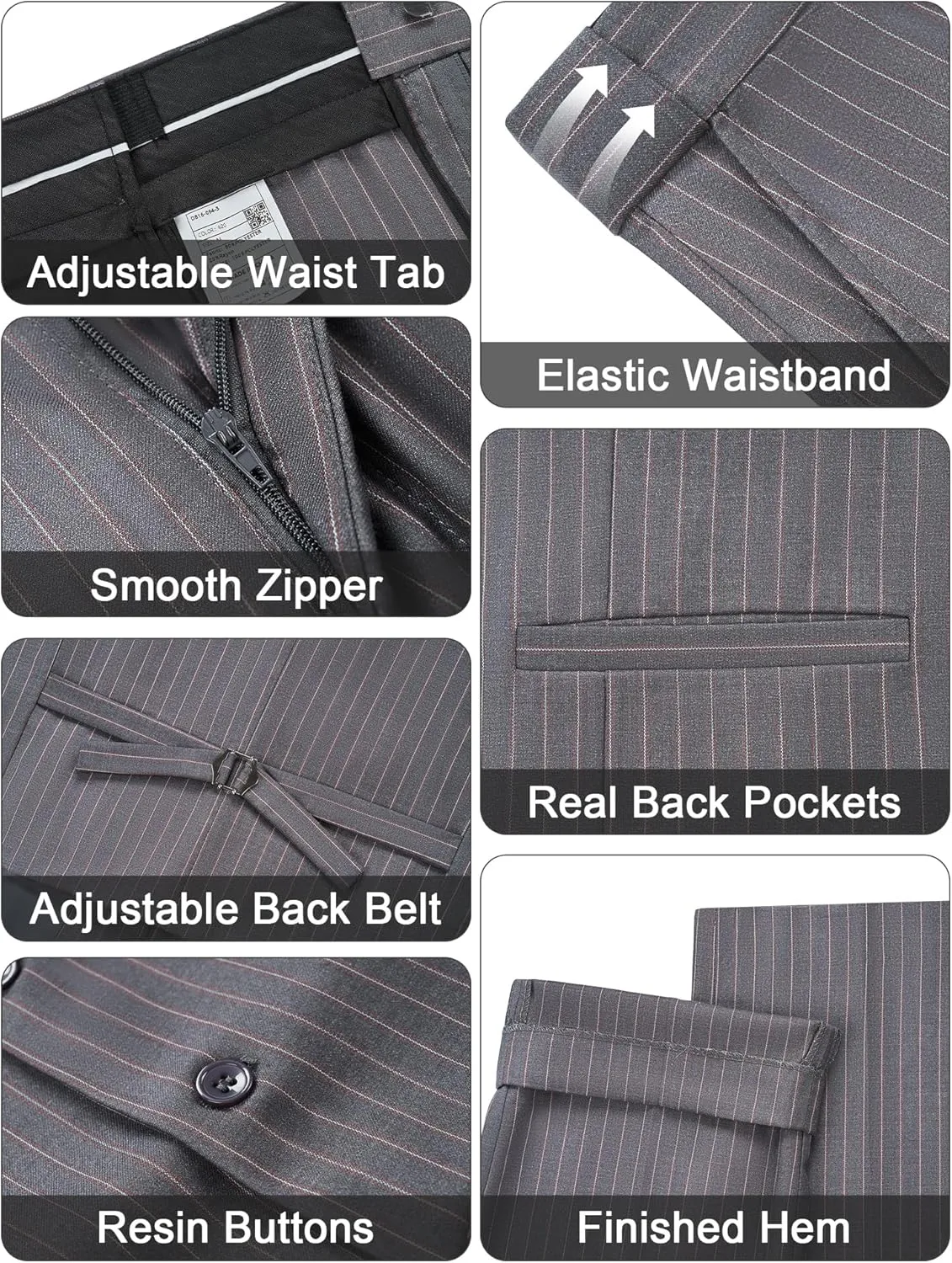 MAGE MALE Men’s Pinstripe 3 Piece Suit Slim Fit Elegant Single Breasted Business Wedding Party Blazer Vest& Pants Set