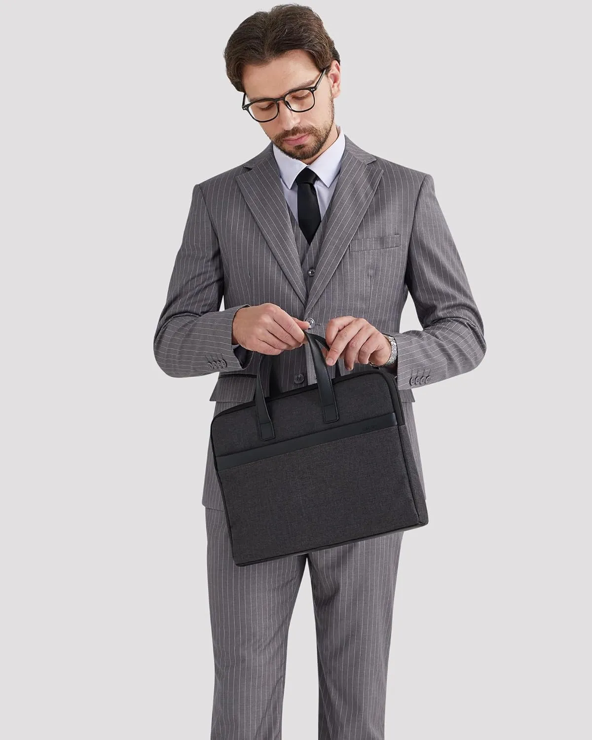 MAGE MALE Men’s Pinstripe 3 Piece Suit Slim Fit Elegant Single Breasted Business Wedding Party Blazer Vest& Pants Set