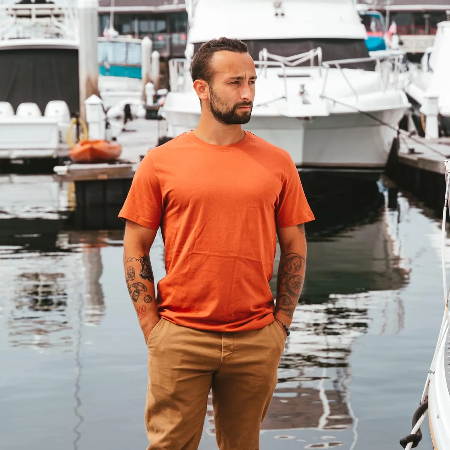 Men's 100% Organic Cotton T-Shirt - Fair Trade Certified Cotton Shirts for Men - Plain Color T-Shirt