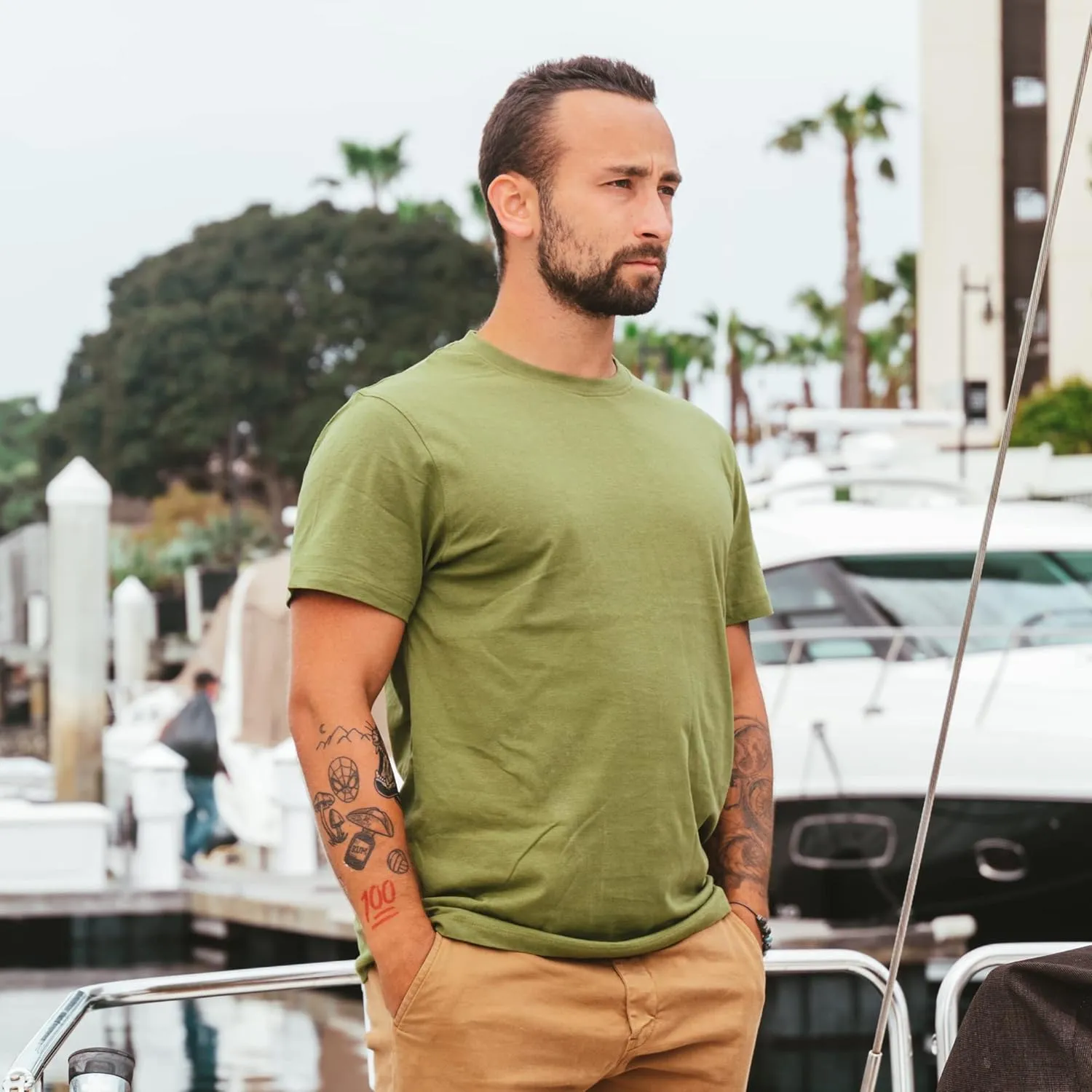 Men's 100% Organic Cotton T-Shirt - Fair Trade Certified Cotton Shirts for Men - Plain Color T-Shirt