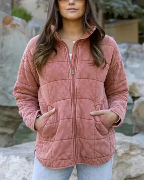 Mineral Washed Terracotta Quilted Jacket