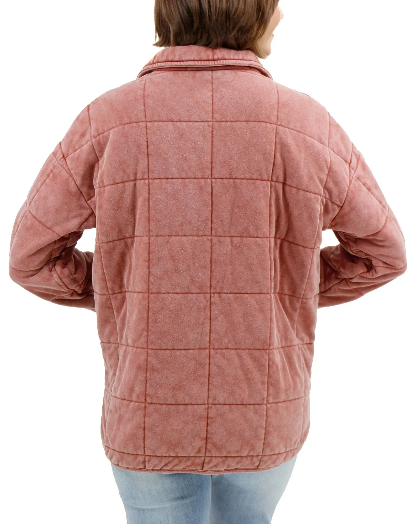 Mineral Washed Terracotta Quilted Jacket